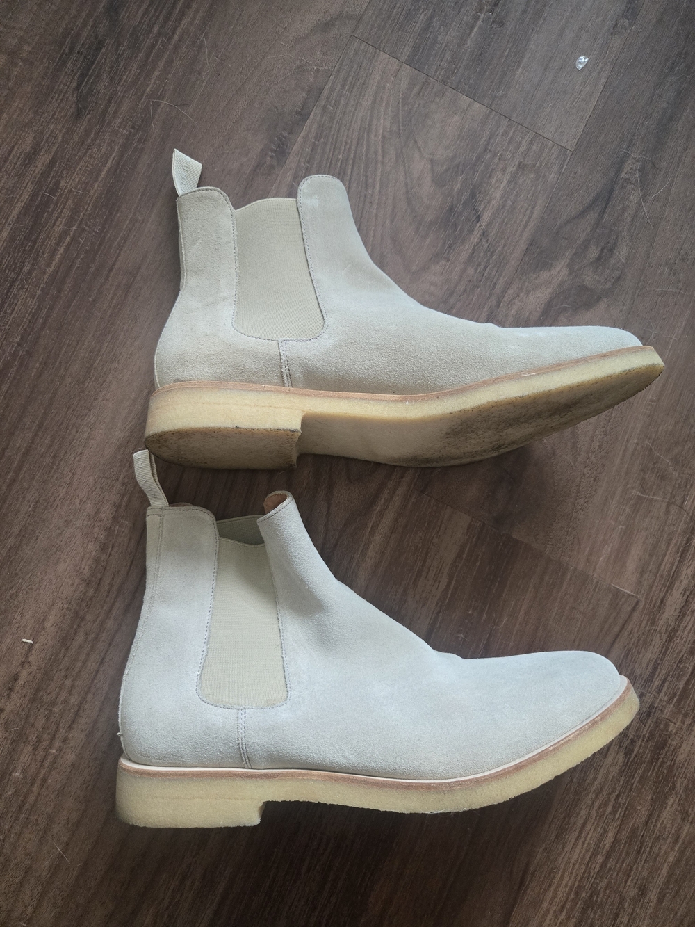 Light Cream Suede Chelsea Boots for Men